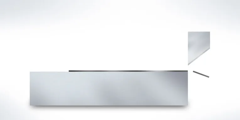 Laser-cut stainless steel sheet showcasing clean edge finish with Trotec laser cutter