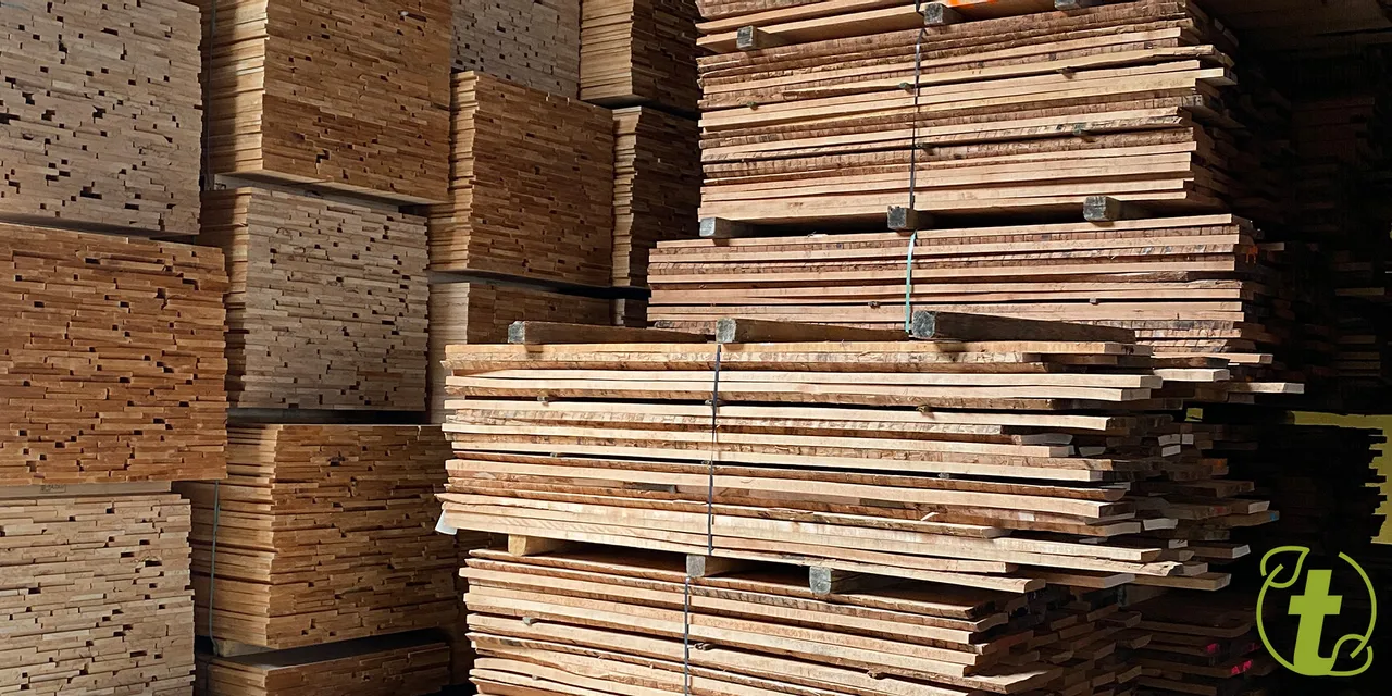 Stacks of wooden boards prepared for Trotec laser cutting and engraving applications