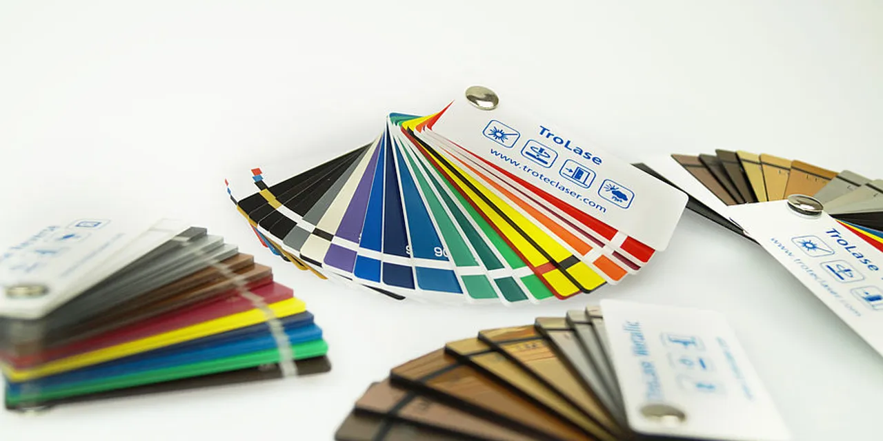 TroLase engraving materials sample sheets for Trotec laser cutters and engraving machines