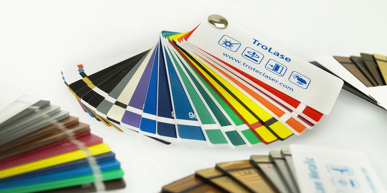TroLase laser engraving laminate color samples for Trotec CO₂ laser cutters