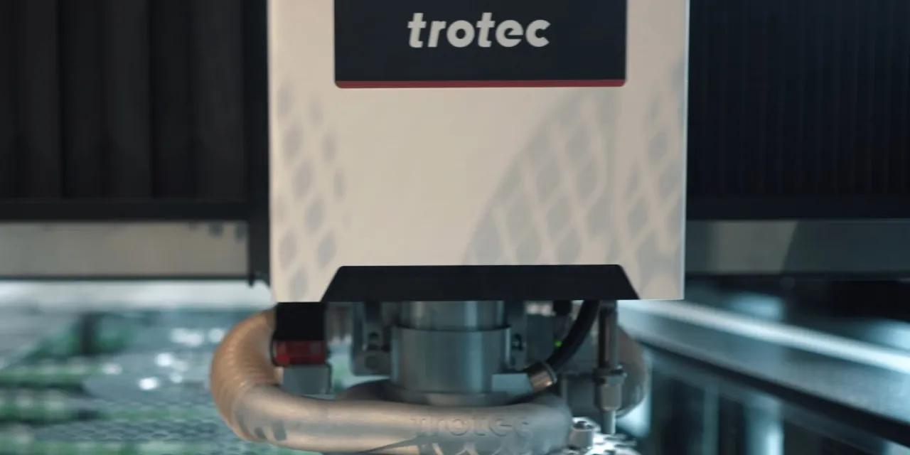 Trotec laser cutting machine processing metal sheet with high precision