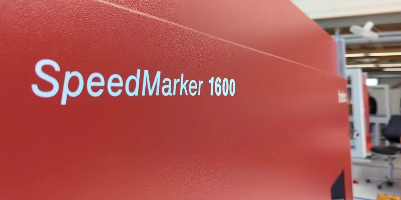 Trotec SpeedMarker 1600 laser marking system in industrial workspace